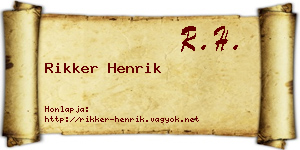 Rikker Henrik névjegykártya